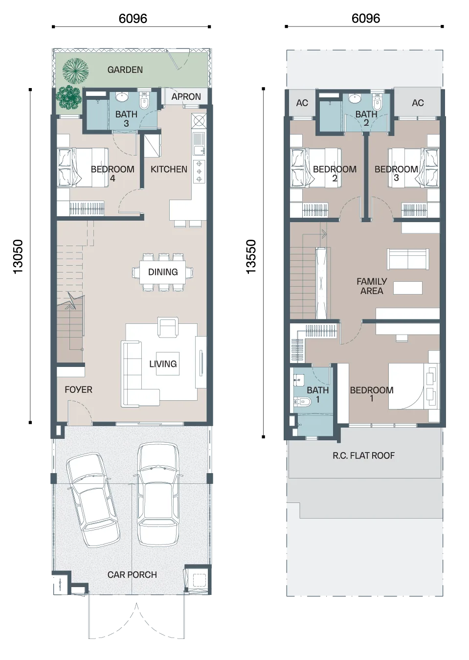 Type A floor plan, 1,917 sq ft, 4 bedrooms 3 bathrooms