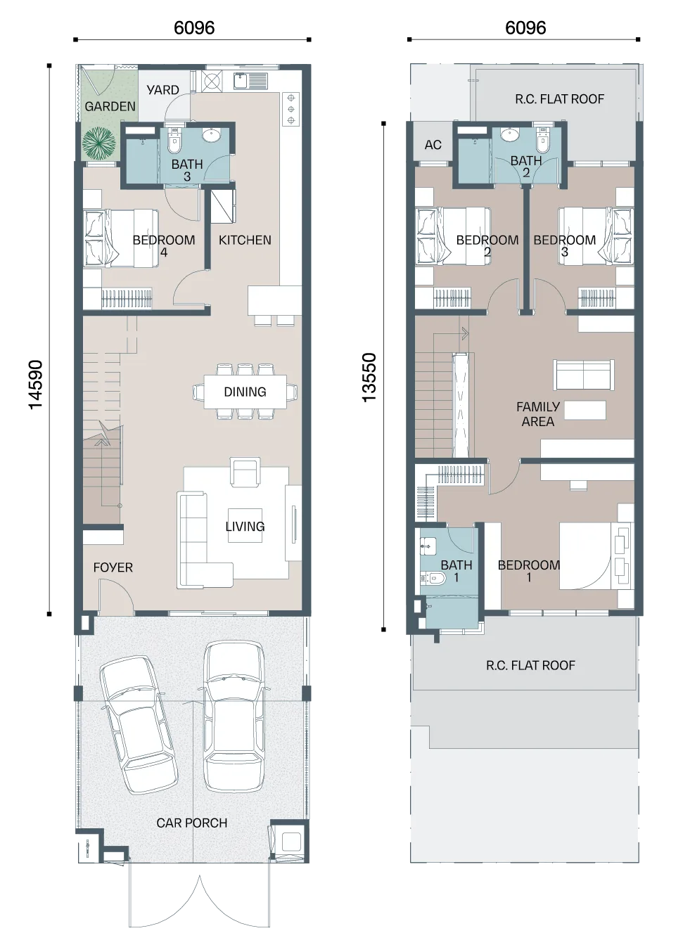 Type B floor plan, 1,991 sq ft, 4 bedrooms 3 bathrooms
