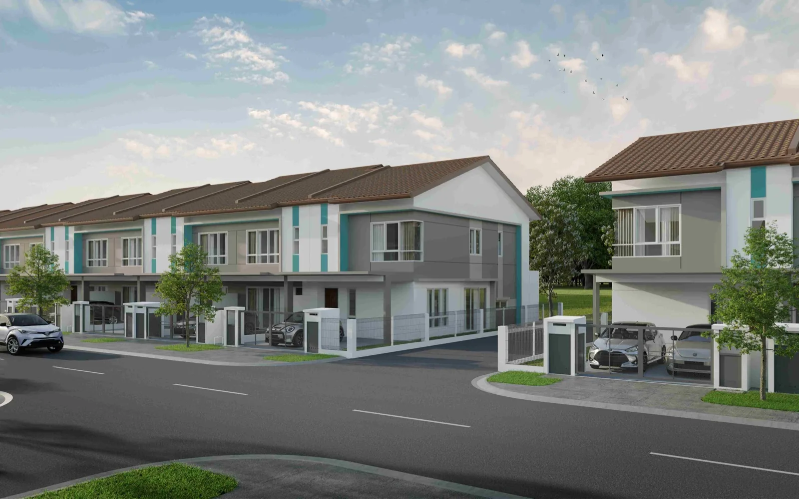 Type A terrace homes streetscape view