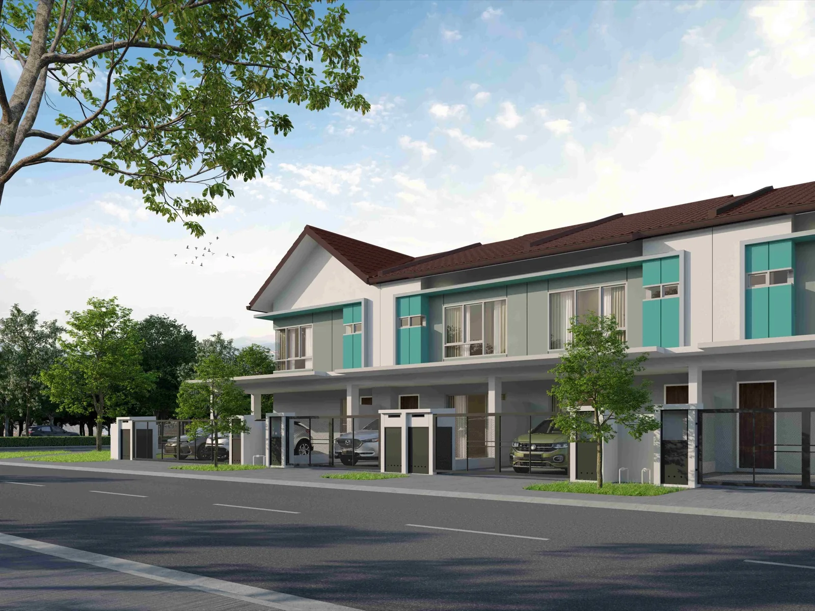 Type B terrace homes streetscape view